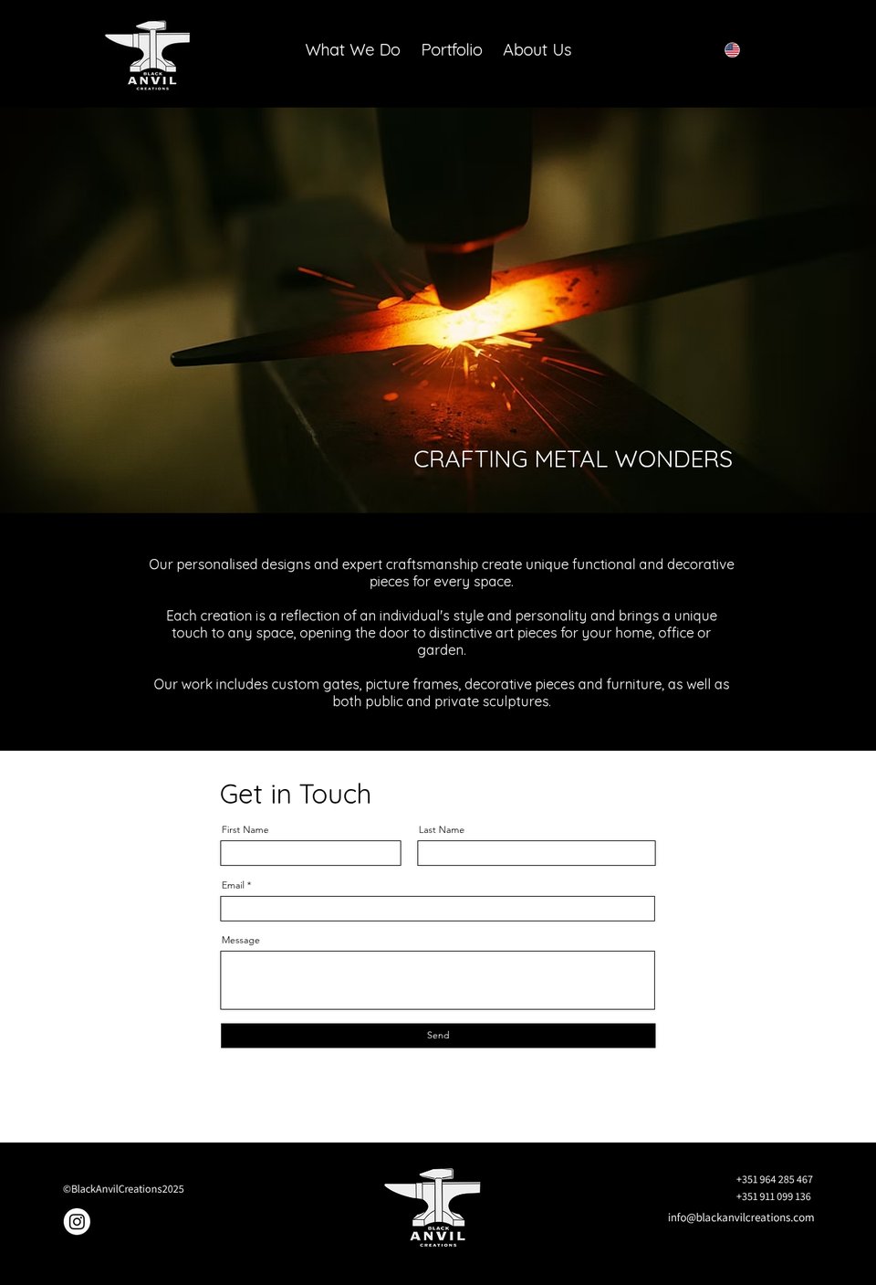 Site Black Anvil Creations num portátil