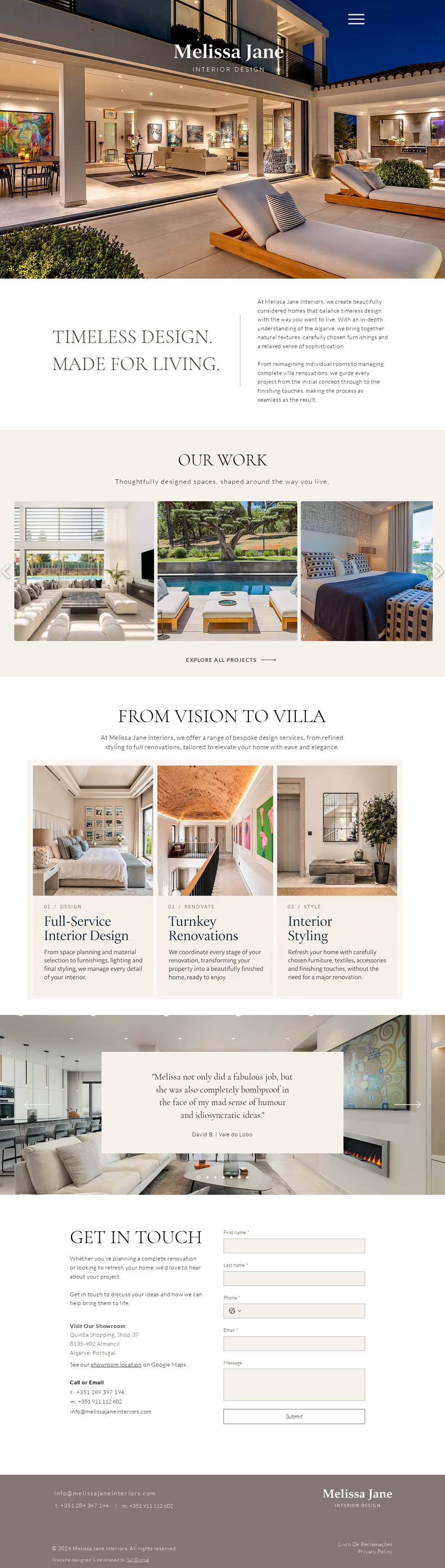 Melissa Jane Interiors website on laptop