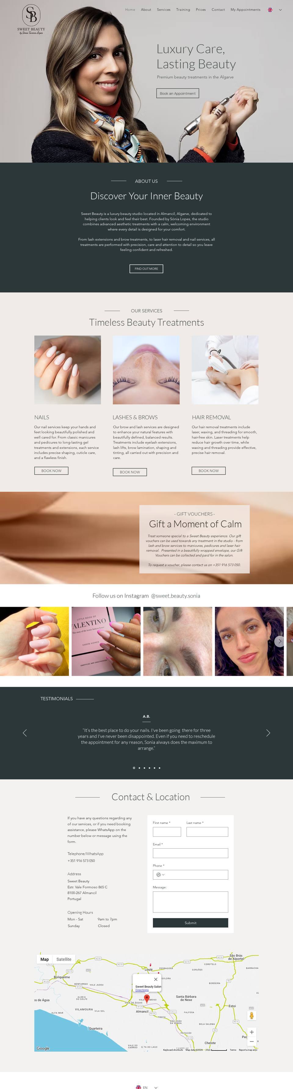 Sweet Beauty website on laptop